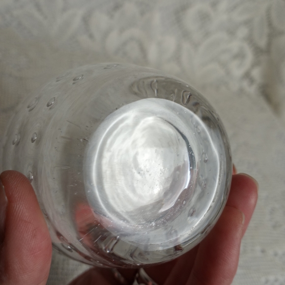 Rare Controlled Bubble Blown Art Glass Small Cup Tumbler Vase Clear - Picture 7 of 7